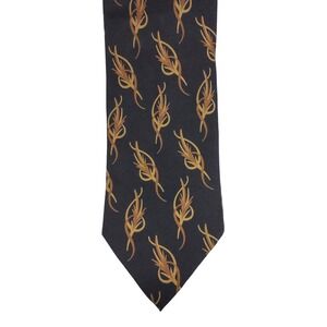 Giorgio Armani Cravatte Silk Tie Black Gold Abstract Pattern Italy‎ Made Men